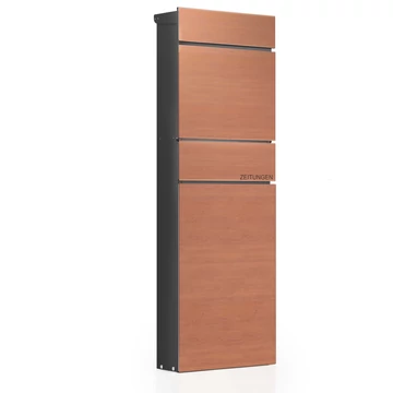 Álló postaláda acélból, újságtartóval, fa hatású, 39,5 x 14,1 x 115 cm Álló postaláda acélból, újságtartóval, fa hatású, 39,5 x 14,1 x 115 cm