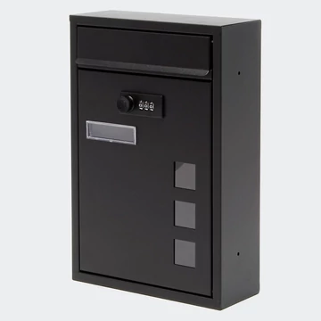 Premium, számzáras, modern fali postaláda - V6 porfestett - fekete Premium, számzáras, modern fali postaláda - V6 porfestett - fekete