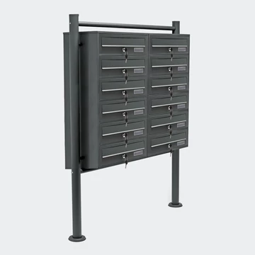 Álló postaláda - 12 részes - antracit szürke
