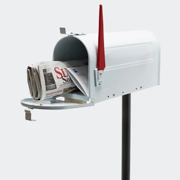 Amerikai postaláda szett, fehér színben, fekete állványal