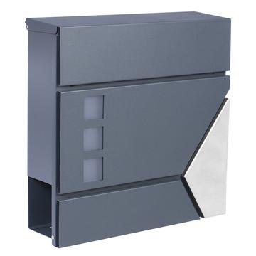 Prémium modern fali postaláda V48 - Antracit/ INOX 