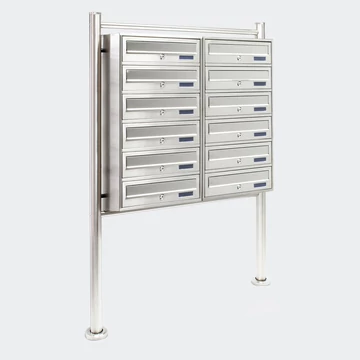 Álló postaláda 12 részes - dupla 2x6 - INOX