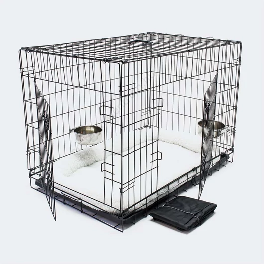 Összecsukható szállítóketrec - L - 107x71x76cm + edény, gyapjútakaró, rácstakaró