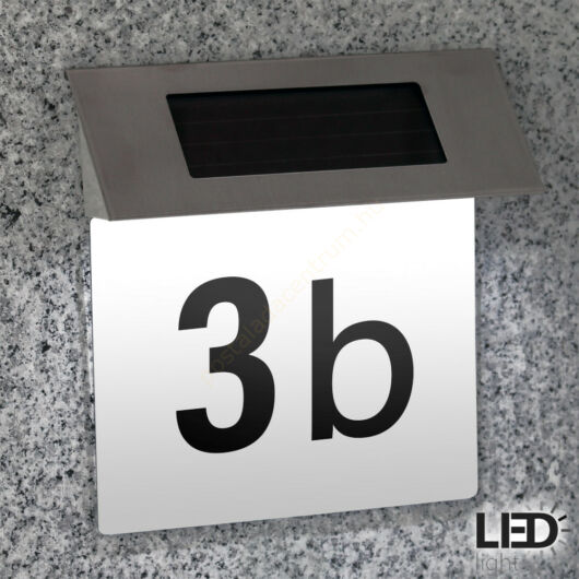LED-es házszám, betűcsomaggal, fehér háttérrel