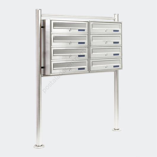 Álló postaláda 8 részes - dupla 2x4 - INOX