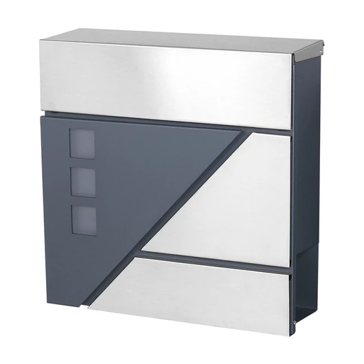 Prémium modern fali postaláda V40 - Antracit/ INOX 